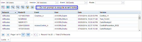 Disabling conflict prevention prompts through the Show Locks table